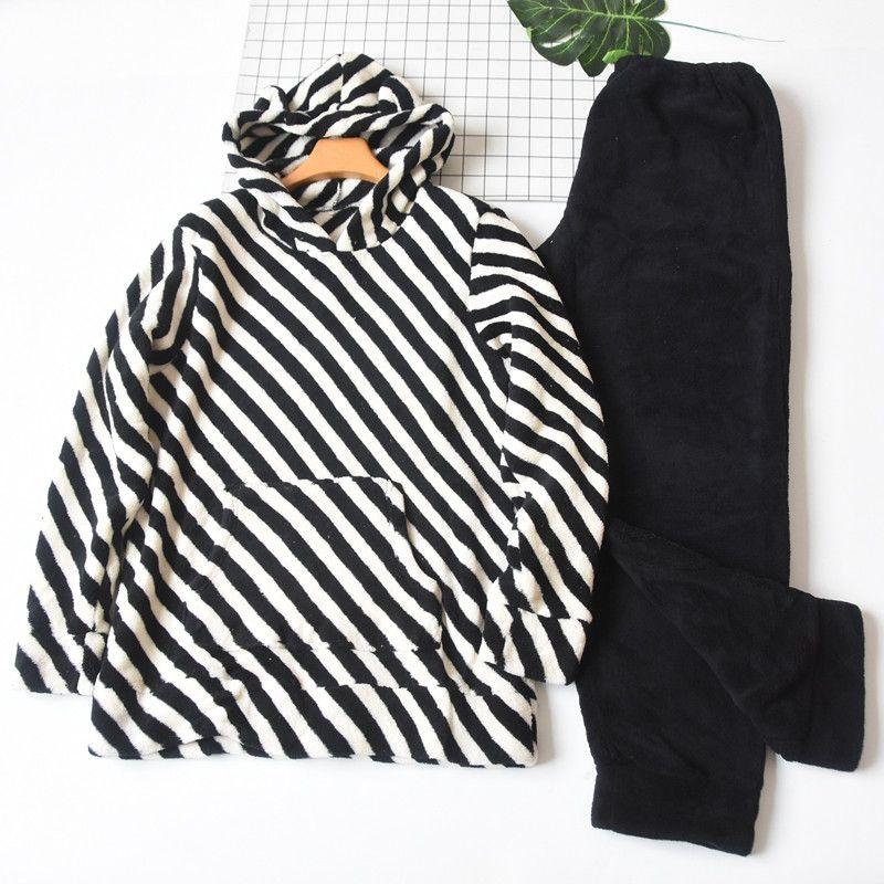 Japanese Order Fall and Winter Women s Coral Fleece Thick Thermal Pajamas Suit Cute Cat Ears Long Sleeves Pants Homewear Black and white Stripes L
Japanese Order Fall and Winter Women s Coral Fleece Thick Thermal Pajamas Suit Cute Cat Ears Long Sleeves Pants Homewear Black and white Stripes L