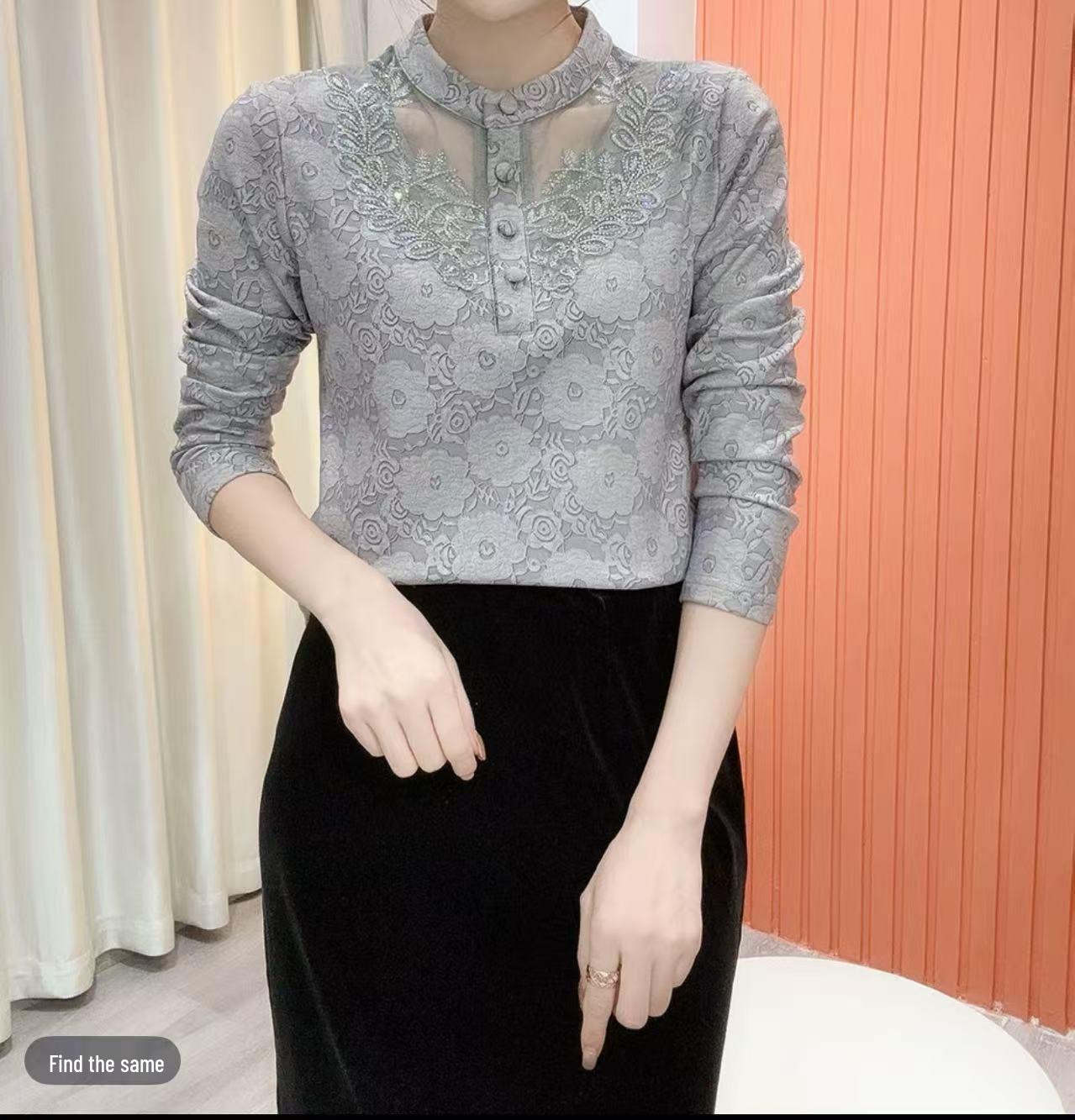 Autumn Winter Lace Patchwork Turtleneck T-Shirt for Stylish Moms - Elegant, Age-Defying Long Sleeve Base Layer XL (85-110 jin) сірий колір
Autumn Winter Lace Patchwork Turtleneck T-Shirt for Stylish Moms - Elegant, Age-Defying Long Sleeve Base Layer XL (85-110 jin) сірий колір