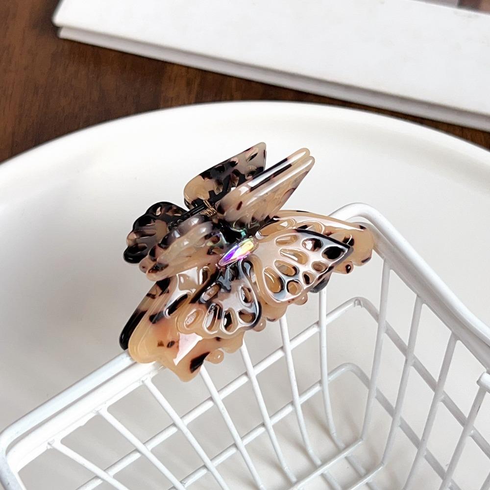 Заколка-краб для волос в стиле бабочки, зажим-краб, зажим-акула в виде бабочки, элегантная ацетатная заколка-краб для волос, женская цветной печати леопарда