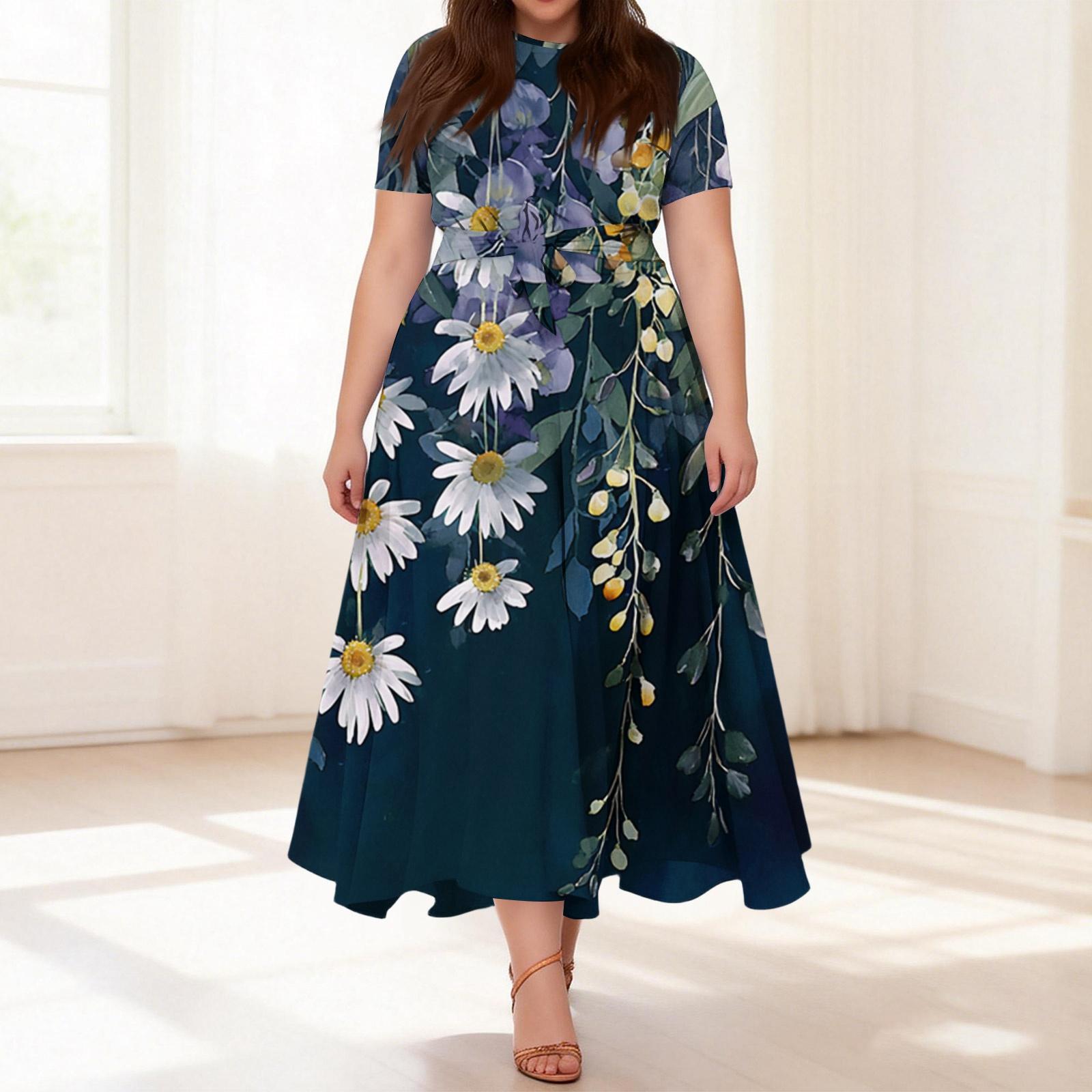 Women s Casual Fashion Plus Size Retro Floral Print Round Neck Short Sleeve Pocket Tie-Waist Dress XL
Women s Casual Fashion Plus Size Retro Floral Print Round Neck Short Sleeve Pocket Tie-Waist Dress XL