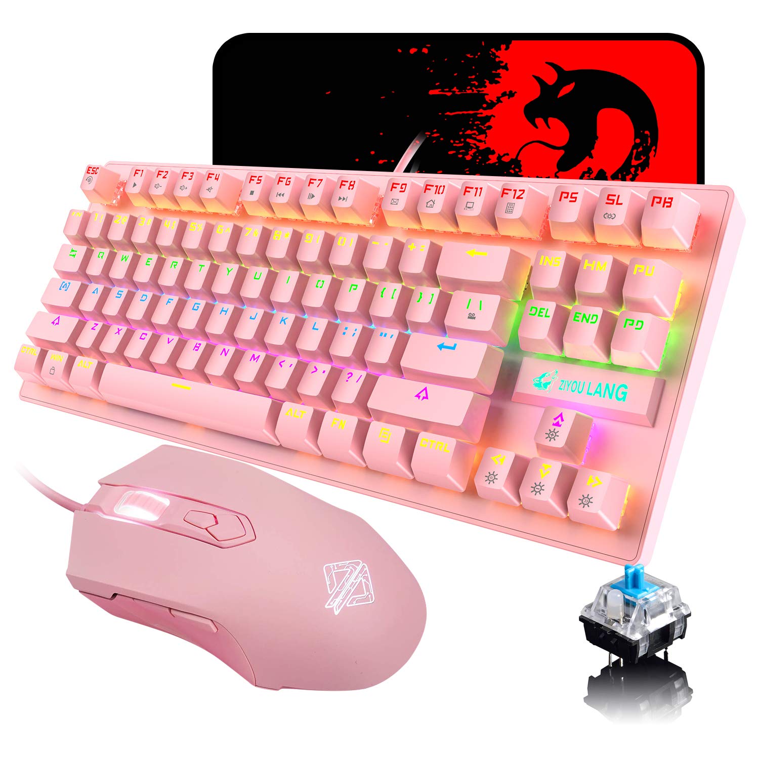 FELICON Gaming Keyboard Set Blue Axis K2 Mechanical Wired 87 Keys All Keys Honeycomb Design Lightweight 6400DPI Programmable Mouse Pad Included RGB рожевий
FELICON Gaming Keyboard Set Blue Axis K2 Mechanical Wired 87 Keys All Keys Honeycomb Design Lightweight 6400DPI Programmable Mouse Pad Included RGB рожевий