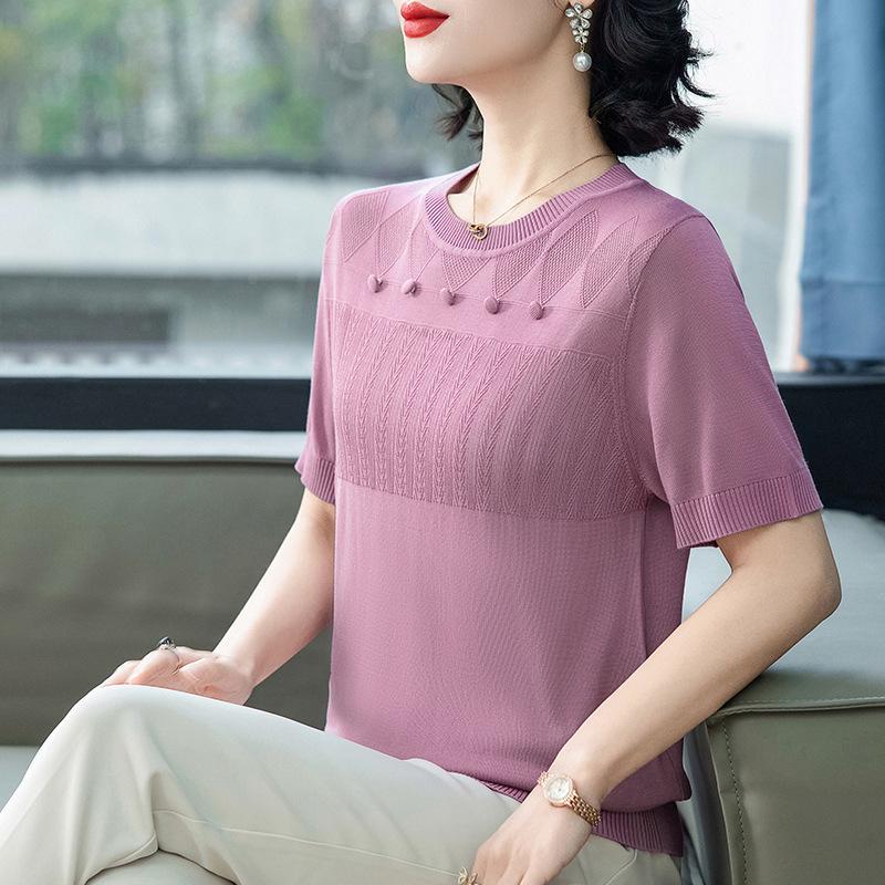 Stylish Round Neck Mulberry Silk Summer T-Shirt: Women s Short Sleeve Ice Silk Knit Top for Mom 2XL (suitable for 55-60 kg) фіолетовий
Stylish Round Neck Mulberry Silk Summer T-Shirt: Women s Short Sleeve Ice Silk Knit Top for Mom 2XL (suitable for 55-60 kg) фіолетовий