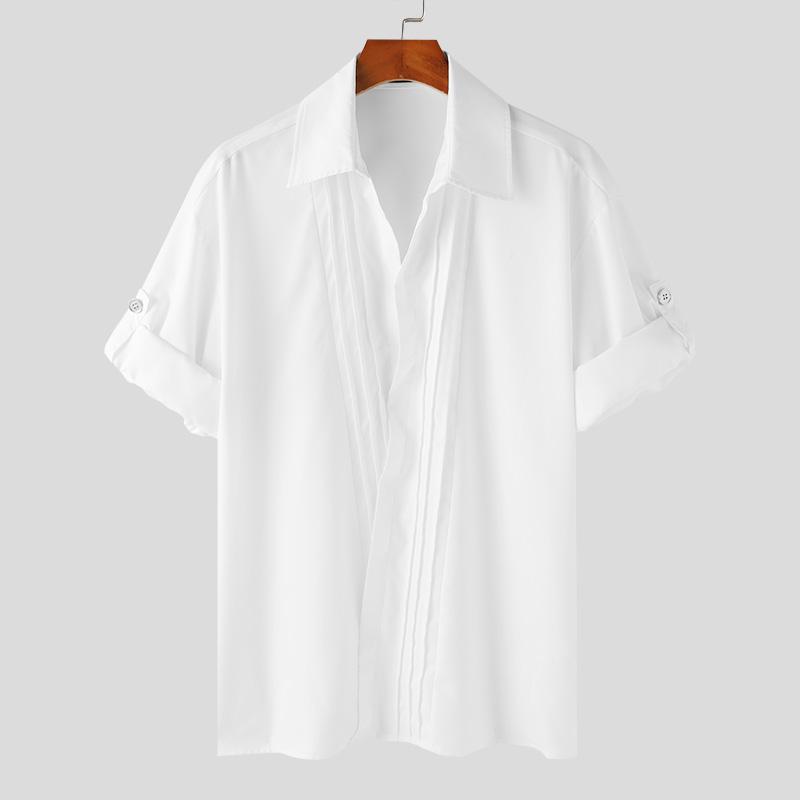 INCERUN Мужские рубашки с коротким рукавом и складками, повседневные, с перекрестными бретелями спереди, однотонные топы 5XL белый
INCERUN Мужские рубашки с коротким рукавом и складками, повседневные, с перекрестными бретелями спереди, однотонные топы 5XL белый