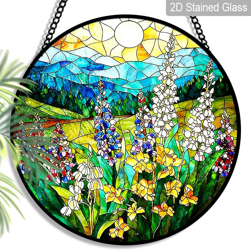 2D Flat Stained Glass Flower Window Decoration Colored Glass Plate, 7.87inches Hanging Ornament with Chain, Charming Spring Summer Sun Catcher Home 7.87inch
2D Flat Stained Glass Flower Window Decoration Colored Glass Plate, 7.87inches Hanging Ornament with Chain, Charming Spring Summer Sun Catcher Home 7.87inch