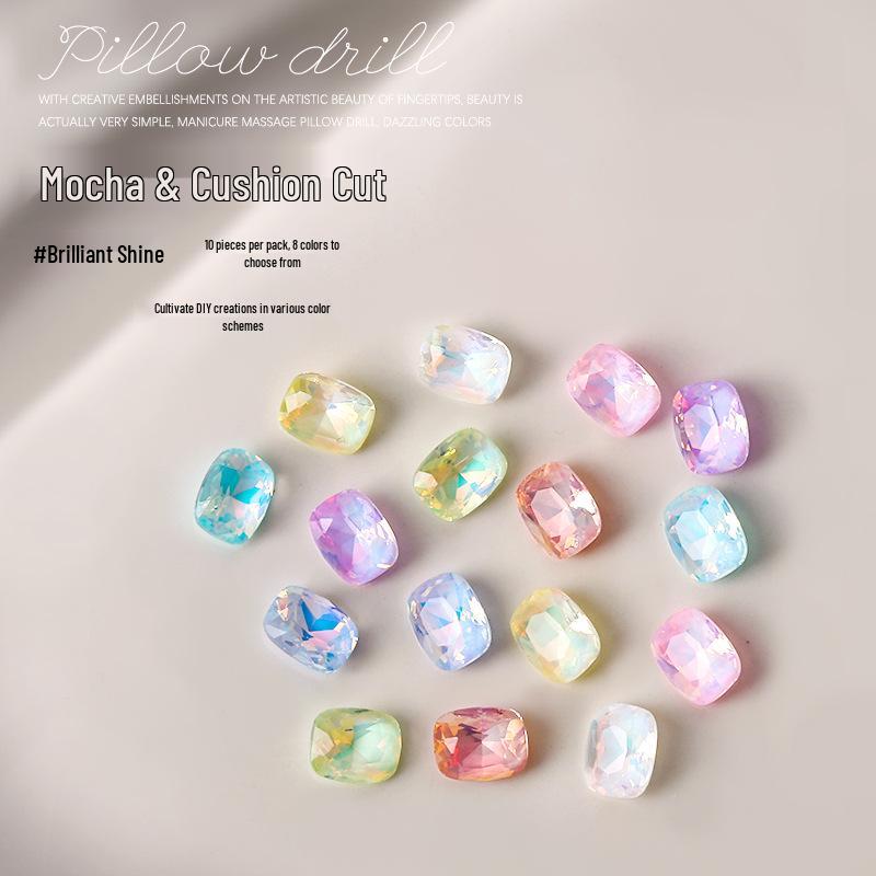 Mocha Cushion-Cut Diamond Nail Art: Colorful Pointed-Bottom Glass Nail Accessories, 10 Pieces
Mocha Cushion-Cut Diamond Nail Art: Colorful Pointed-Bottom Glass Nail Accessories, 10 Pieces