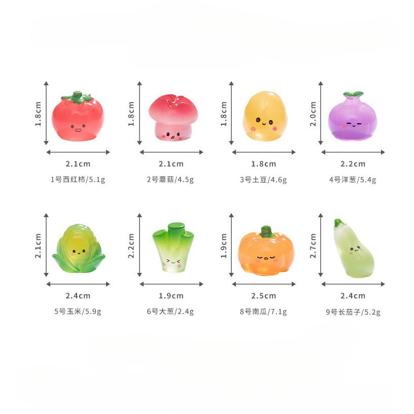 8 шт./набор Разноцветные Миниатюры Овощей Мини Светящиеся в Темноте Смоляные Украшения Декор Сказочного Сада Микро Ландшафт 1-2cm разноцветный