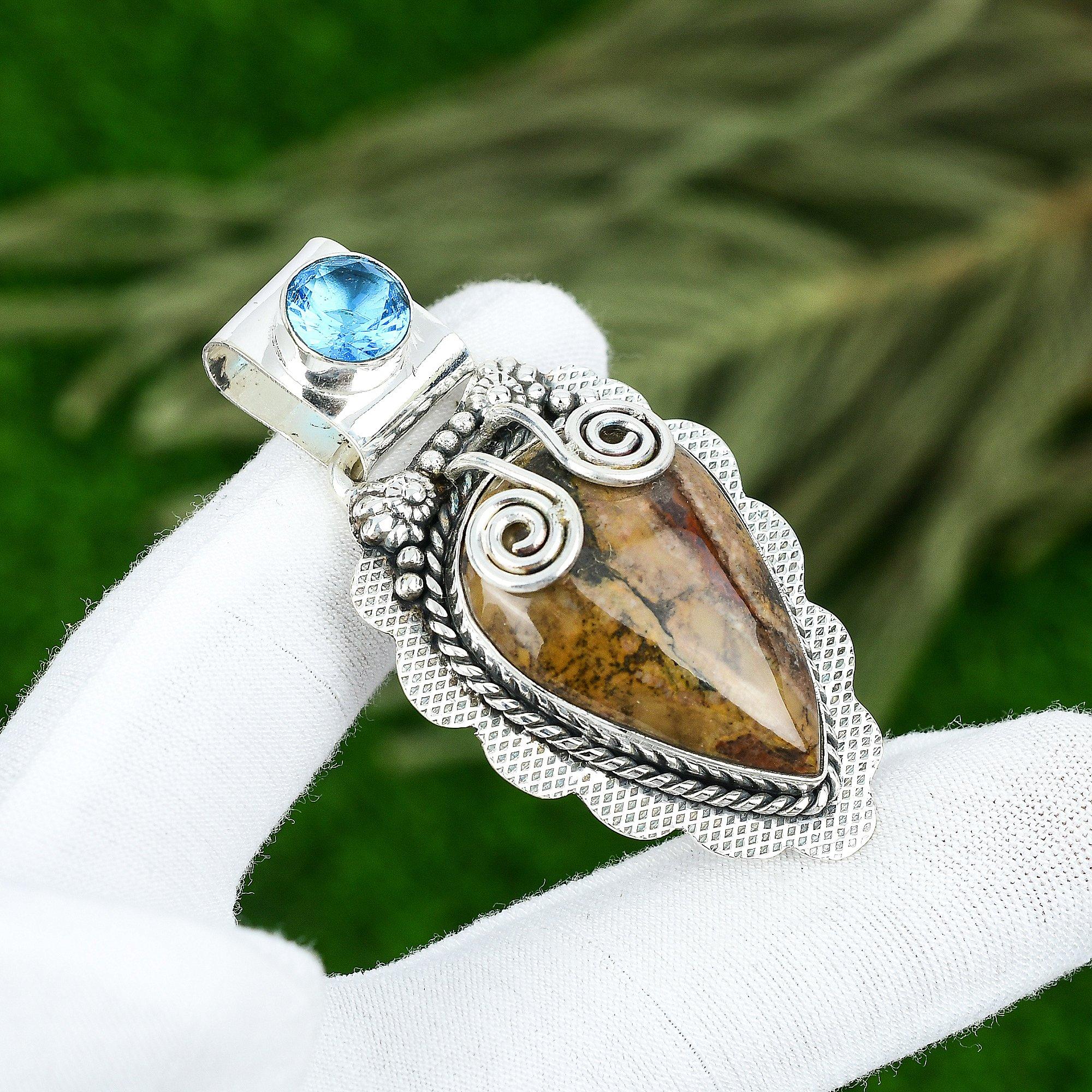 Natural Picture Jasper Gemstone Jewelry 925 Sterling Silver Pendant For Girls
Natural Picture Jasper Gemstone Jewelry 925 Sterling Silver Pendant For Girls