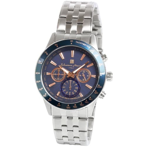Salvatore Marra Men s Radio-Controlled Solar Chronograph Watch, Limited Edition, Italian Brand, Blue and Pink Gold, SM14117-SSBLPG
Salvatore Marra Men s Radio-Controlled Solar Chronograph Watch, Limited Edition, Italian Brand, Blue and Pink Gold, SM14117-SSBLPG