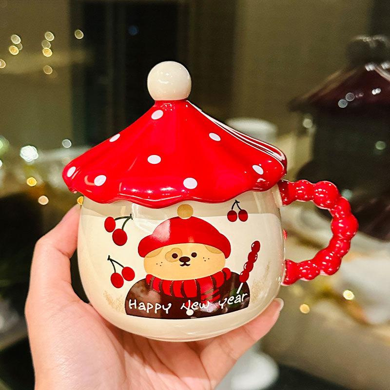 Cute Cartoon Cherry Puppy Ceramic Mug with Lid Creative Office Coffee Cup Home Water Cup Souvenir 370ml
Cute Cartoon Cherry Puppy Ceramic Mug with Lid Creative Office Coffee Cup Home Water Cup Souvenir 370ml
