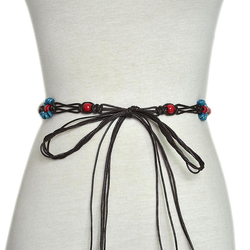 Meier New arrival retro pattern rice beads stitched woven waist chain thin belt 135-175CM
Meier New arrival retro pattern rice beads stitched woven waist chain thin belt 135-175CM