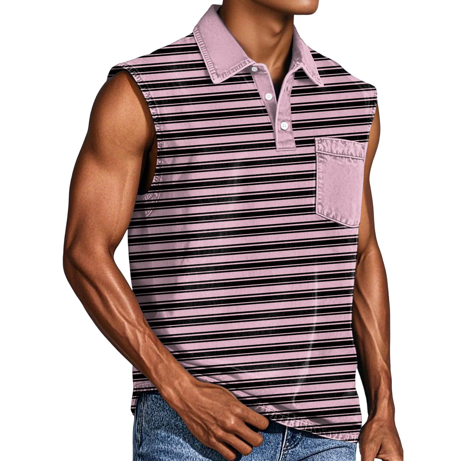 Men’s Sleeveless Polo Shirt with Striped Print Button Down Front Chest Pocket and Classic Collar Casual Fit Top XXXXL рожевий
Men’s Sleeveless Polo Shirt with Striped Print Button Down Front Chest Pocket and Classic Collar Casual Fit Top XXXXL рожевий
