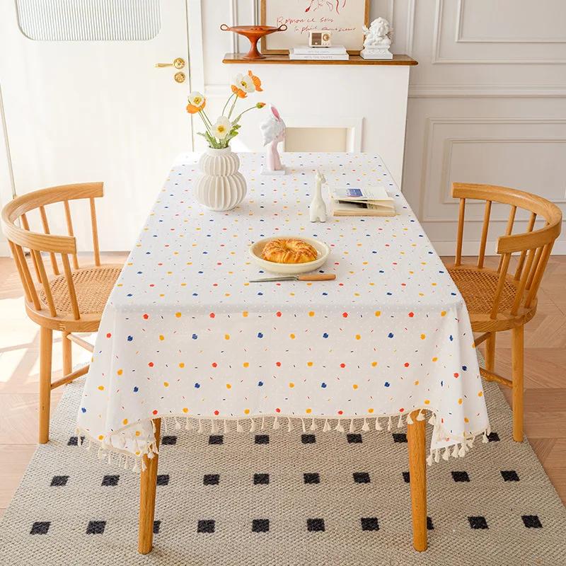 Скатерть с цветными точками, многоразовая, стираемая в стиральной машине, разноцветные скатерти, украшения для кухни и столовой 140x140cm 1pc