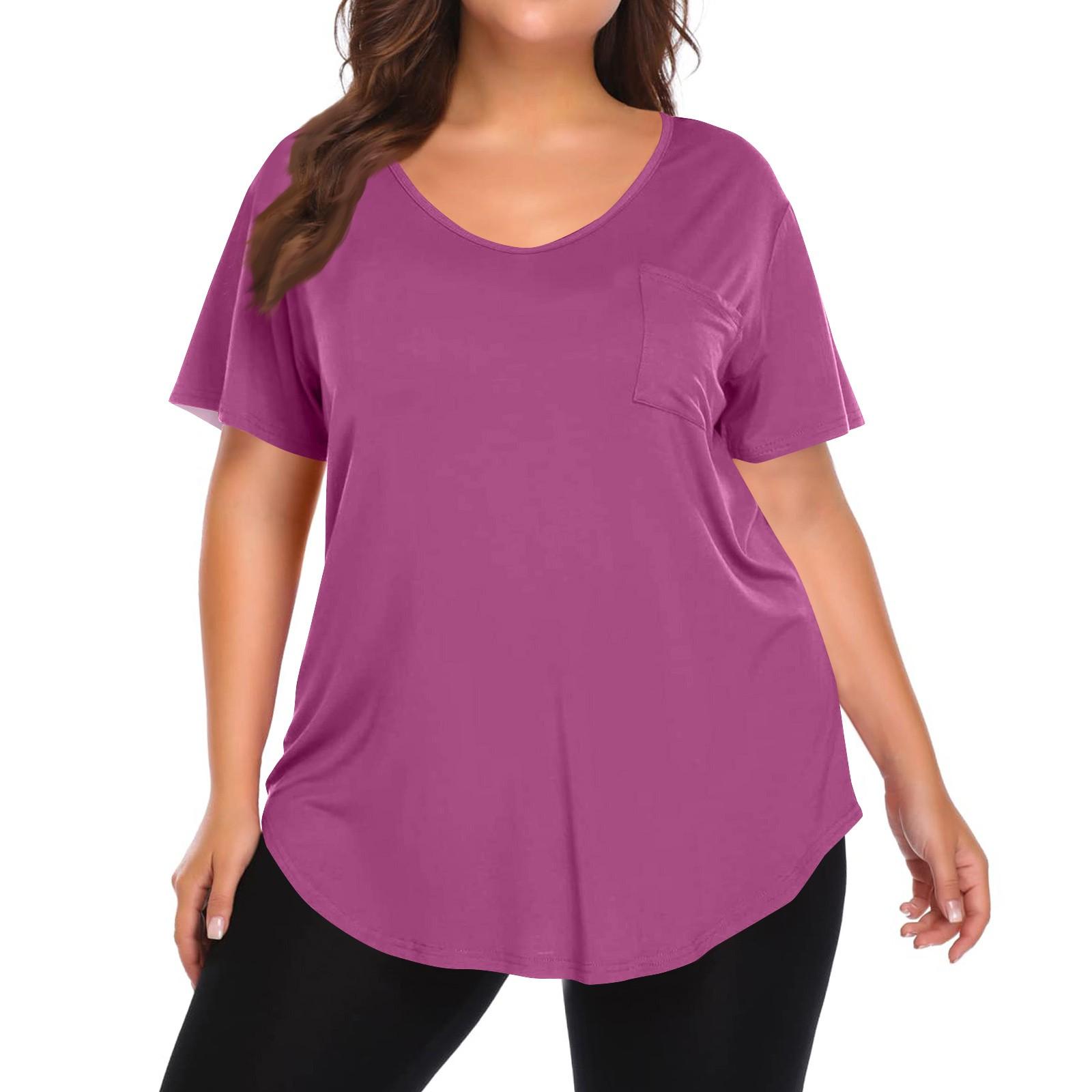 Women s Color Large Size V-neck Top Loose Pocket T-shirt XXXXXL
Women s Color Large Size V-neck Top Loose Pocket T-shirt XXXXXL