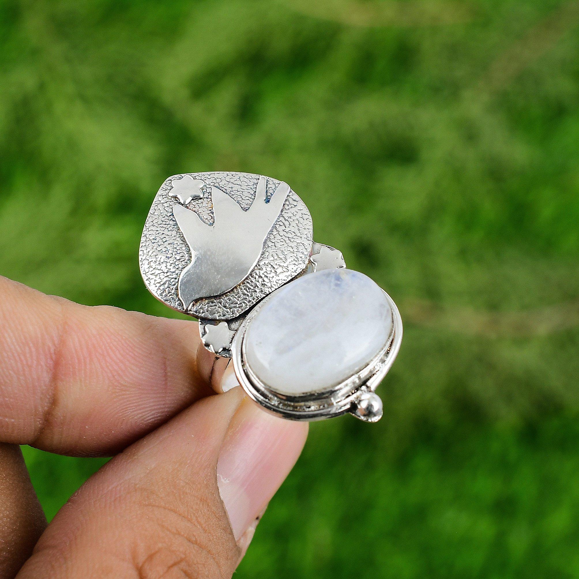 Natural Rainbow Moonstone 925 Silver Multi Stone Bird Adjustable Ring For Women Adjustable
Natural Rainbow Moonstone 925 Silver Multi Stone Bird Adjustable Ring For Women Adjustable