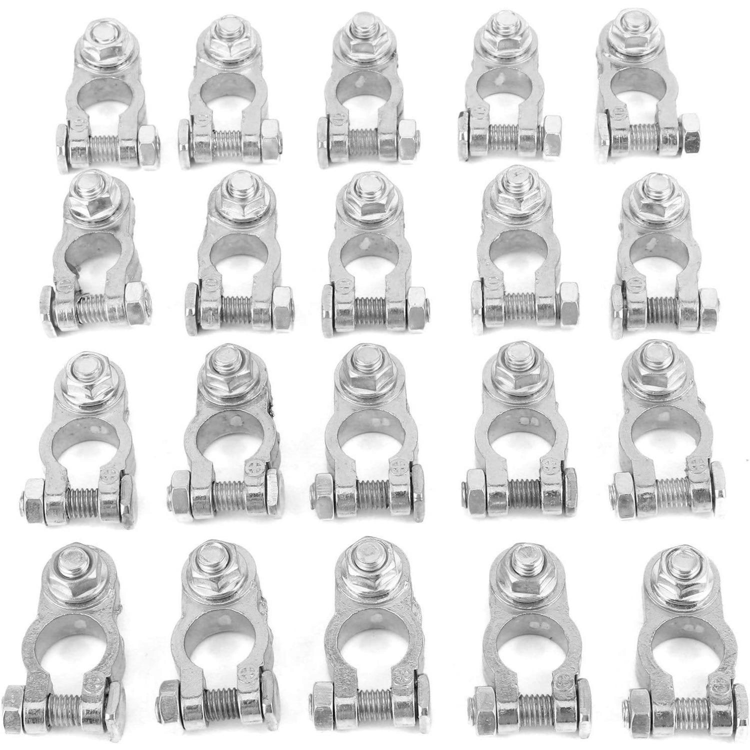 Car Battery Terminal Set - 20Pcs 12V Positive+Negative Connectors, Silver Aluminium Alloy Clamps for Caravan, Van, Motorhome, Boat D1
Car Battery Terminal Set - 20Pcs 12V Positive+Negative Connectors, Silver Aluminium Alloy Clamps for Caravan, Van, Motorhome, Boat D1