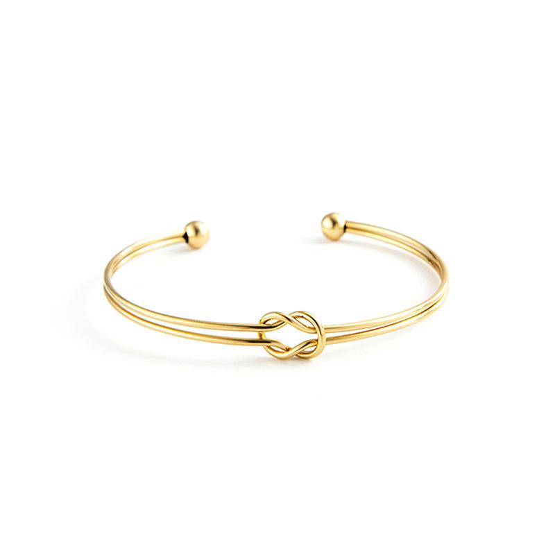 Gold-plated Stainless Steel Fashion Double-layers Knot Cuff Bangle Bracelets for Women Minimalist Opening Bangles Zircon Gift
Gold-plated Stainless Steel Fashion Double-layers Knot Cuff Bangle Bracelets for Women Minimalist Opening Bangles Zircon Gift