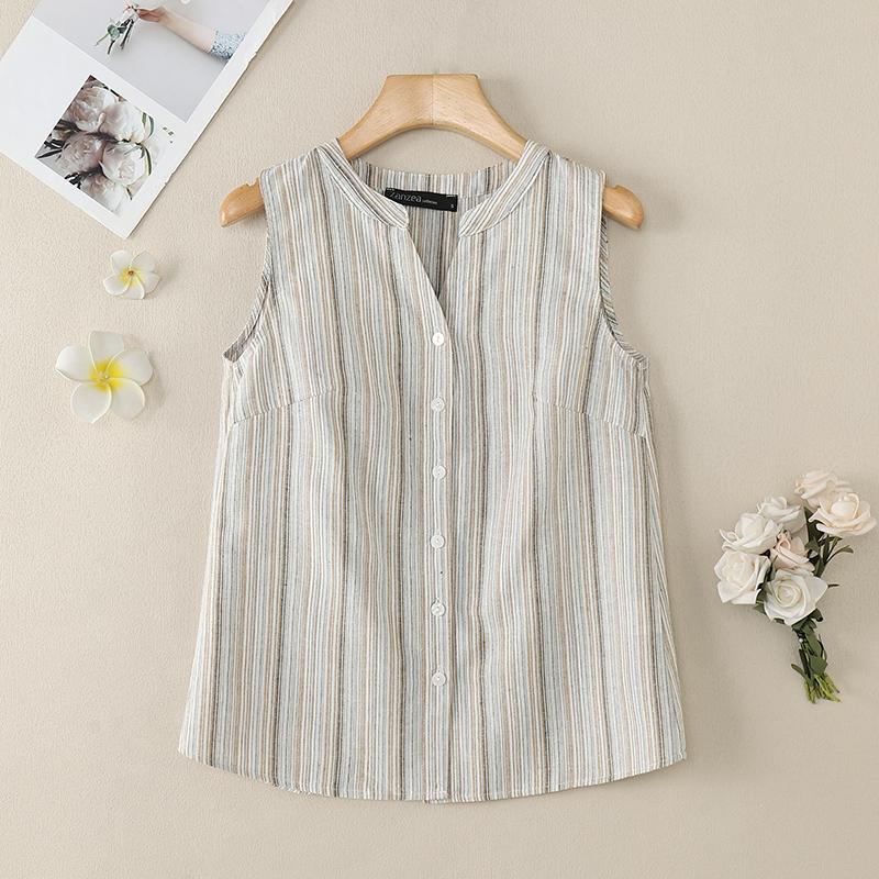 ZANZEA Женские повседневные летние майки без рукавов в полоску с V-образным вырезом 4XL хаки
ZANZEA Женские повседневные летние майки без рукавов в полоску с V-образным вырезом 4XL хаки