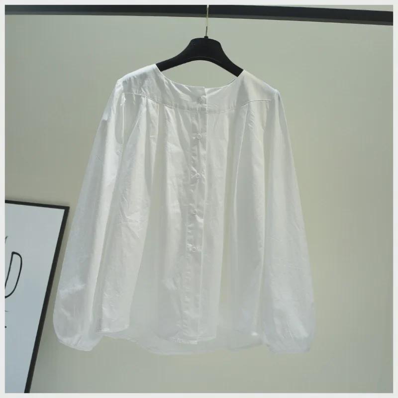 Khaki Round Neck Lantern Sleeve Pleated Cotton Women s Loose Top - Autumn Korean Literary Style XL белый
Khaki Round Neck Lantern Sleeve Pleated Cotton Women s Loose Top - Autumn Korean Literary Style XL белый