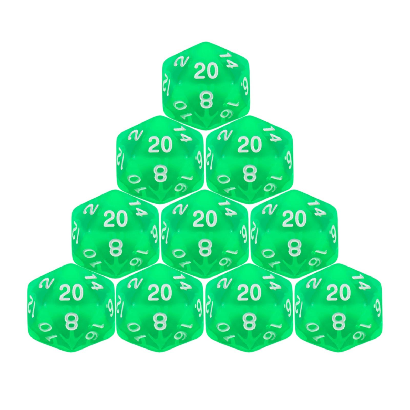 10pcs D20 Polyhedral Dice Set Transparent Color 20 Sided Board Game Dice for DND TRPG, Tabletop Gaming Supplies світло-зелений колір
10pcs D20 Polyhedral Dice Set Transparent Color 20 Sided Board Game Dice for DND TRPG, Tabletop Gaming Supplies світло-зелений колір
