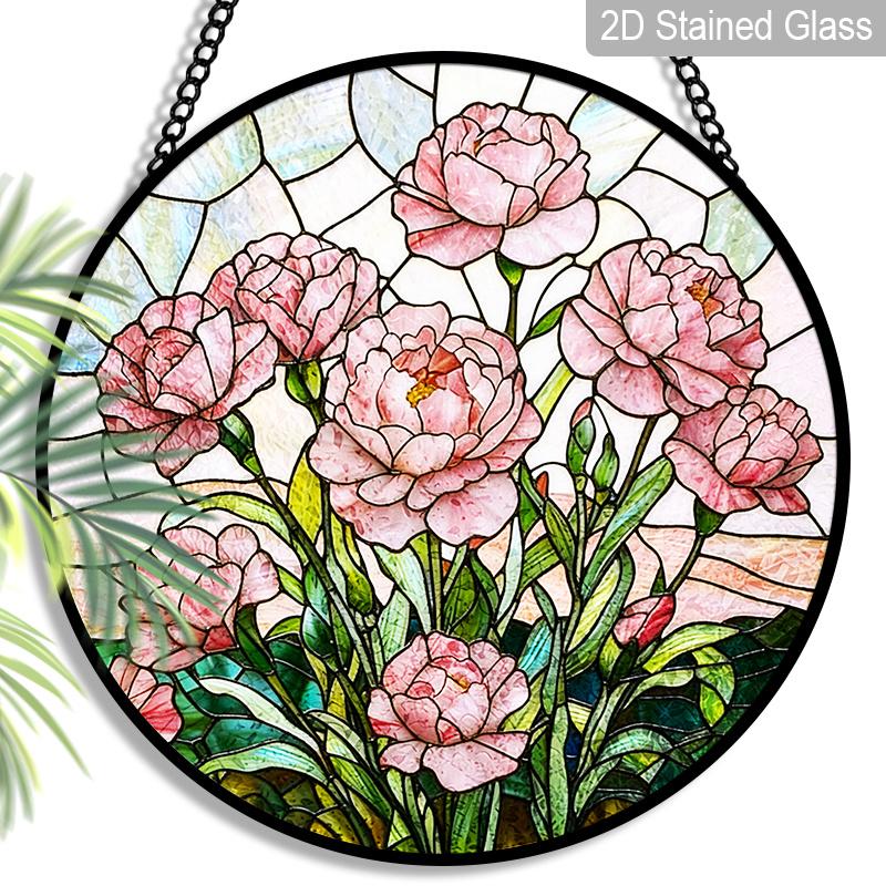 2D Flat Stained Glass Pink Peonies Window Decoration, 7.87inches Blooming Pink Colored Glass Plate with Chain, Charming Spring Summer Home Garden 7.87inch
2D Flat Stained Glass Pink Peonies Window Decoration, 7.87inches Blooming Pink Colored Glass Plate with Chain, Charming Spring Summer Home Garden 7.87inch