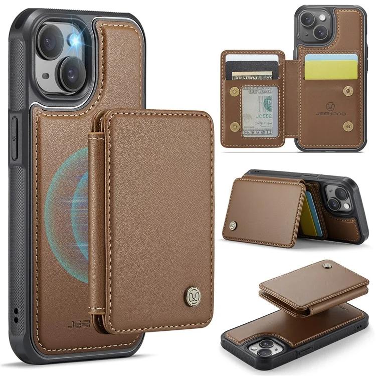 JEEHOOD J05 For iPhone 15 Kickstand Case with Card Bag PU+TPU Magnetic Phone Cover - Brown
JEEHOOD J05 For iPhone 15 Kickstand Case with Card Bag PU+TPU Magnetic Phone Cover - Brown