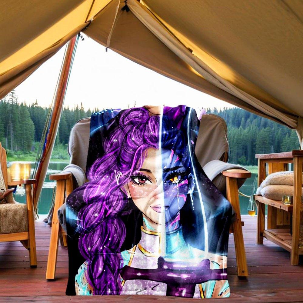 Fantasy Warrior Sword Art Print: Purple Hair Warrior with Glowing Eyes Blanket Lightweight Flannel Throw Blanket for Sofa, Bed, Travel, Cam 130x150cm
Fantasy Warrior Sword Art Print: Purple Hair Warrior with Glowing Eyes Blanket Lightweight Flannel Throw Blanket for Sofa, Bed, Travel, Cam 130x150cm