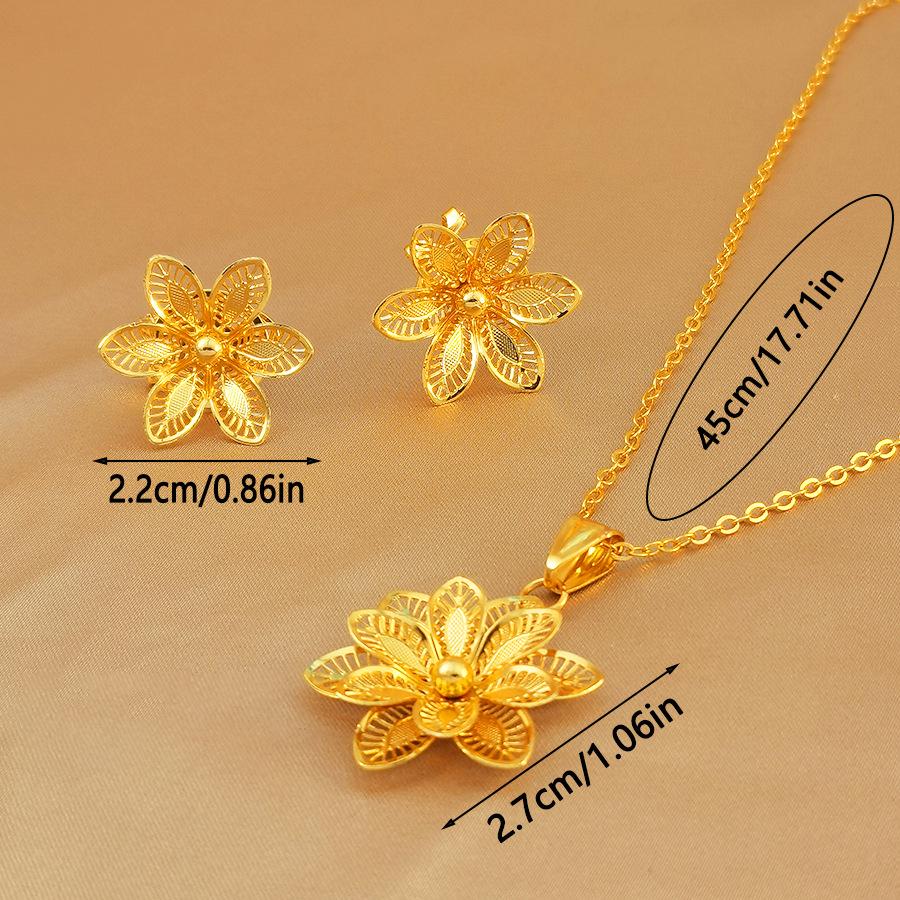 24k Gold-Plated Dubai Women s Love Jewelry Set: Flower Necklace & Earrings – Perfect Back to School Gift
24k Gold-Plated Dubai Women s Love Jewelry Set: Flower Necklace & Earrings – Perfect Back to School Gift