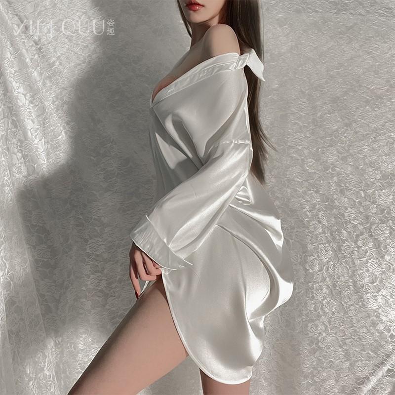 Boyfriend style shirt sexy large size sexy pajamas pure lust thin nightdress loungewear suit S білий
Boyfriend style shirt sexy large size sexy pajamas pure lust thin nightdress loungewear suit S білий
