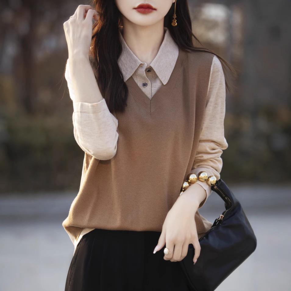 Women s POLO Collar Knit Top: Two-Piece Look, Mulberry Silk & Wool Blend, Lightweight, Spring/Autumn Sweater. Medium
Women s POLO Collar Knit Top: Two-Piece Look, Mulberry Silk & Wool Blend, Lightweight, Spring/Autumn Sweater. Medium