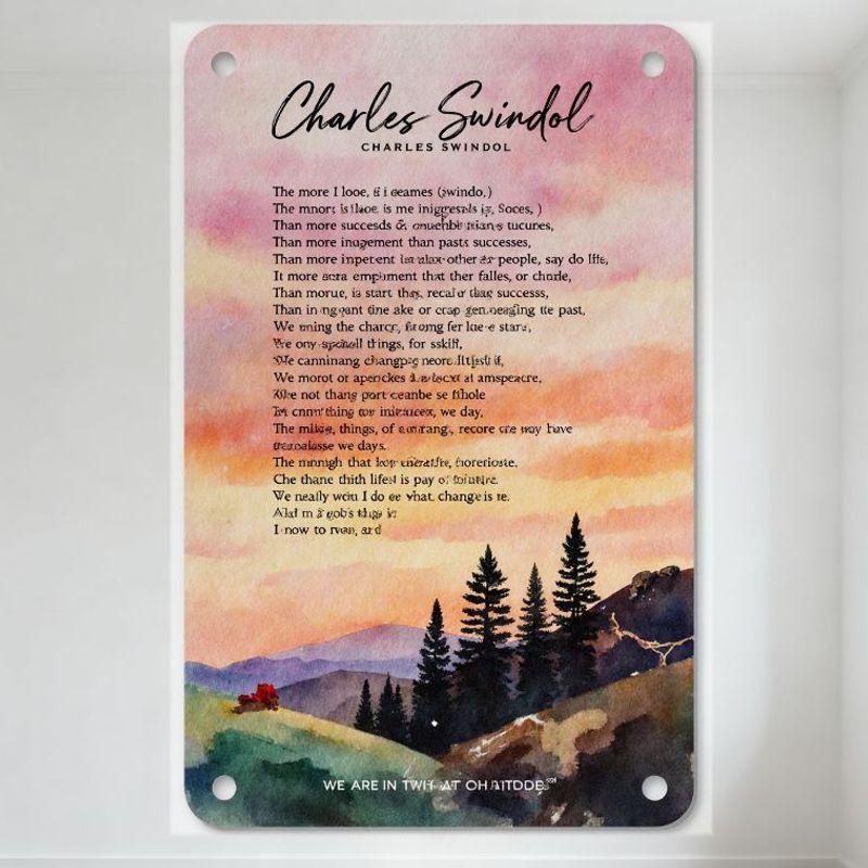 Металлическая табличка Чарльза Свиндола «Чем больше я делаю...» с акварельным горным пейзажем, закатным видом, 4 отверстия для подвешивания - Декор для дома f 20x30cm(7.8x11.8inch)
Металлическая табличка Чарльза Свиндола «Чем больше я делаю...» с акварельным горным пейзажем, закатным видом, 4 отверстия для подвешивания - Декор для дома f 20x30cm(7.8x11.8inch)