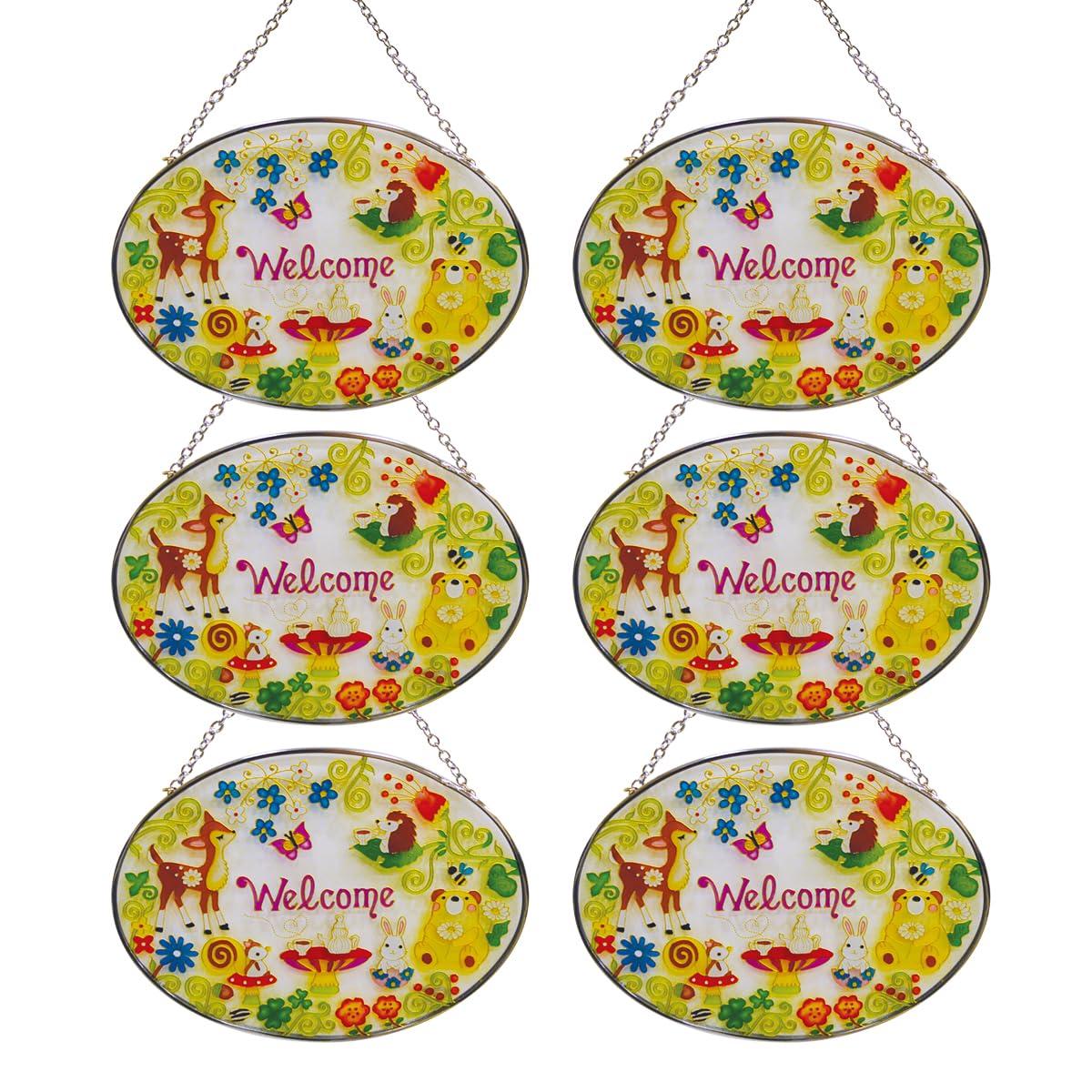 Fourcart Cute Handmade Glass Stained Frames, Forest Animals, Welcome, Oval, Set of 6
Fourcart Cute Handmade Glass Stained Frames, Forest Animals, Welcome, Oval, Set of 6