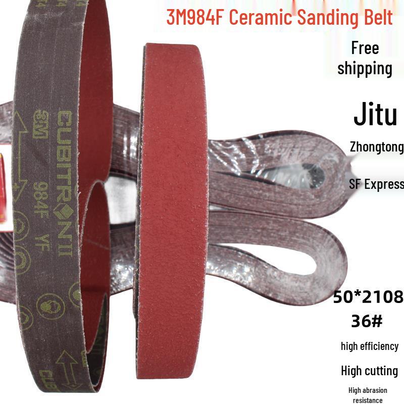 3M Ceramic Sanding Belt 984F #36 for Heavy Roughing on Cast Iron, Stainless Steel, Carbon Steel, and Gate Burrs
3M Ceramic Sanding Belt 984F #36 for Heavy Roughing on Cast Iron, Stainless Steel, Carbon Steel, and Gate Burrs