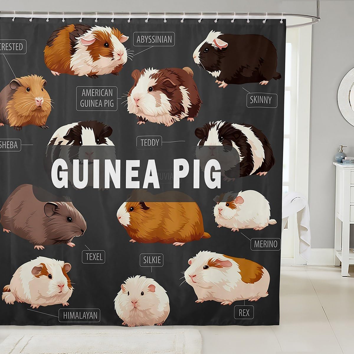 Cute Cavy Guinea Pig Shower Curtain For Bathroom Stalls And Bathtubs Cartoon Lovely Pet Bath Curtain Room Decor - Animal Theme W60H190(CM)-1 Pcs
Cute Cavy Guinea Pig Shower Curtain For Bathroom Stalls And Bathtubs Cartoon Lovely Pet Bath Curtain Room Decor - Animal Theme W60H190(CM)-1 Pcs