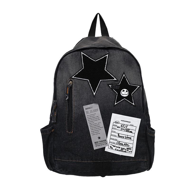 Middle school student schoolbag large capacity personality foreign style backpack new leisure travel star denim backpack 27*12*43
Middle school student schoolbag large capacity personality foreign style backpack new leisure travel star denim backpack 27*12*43