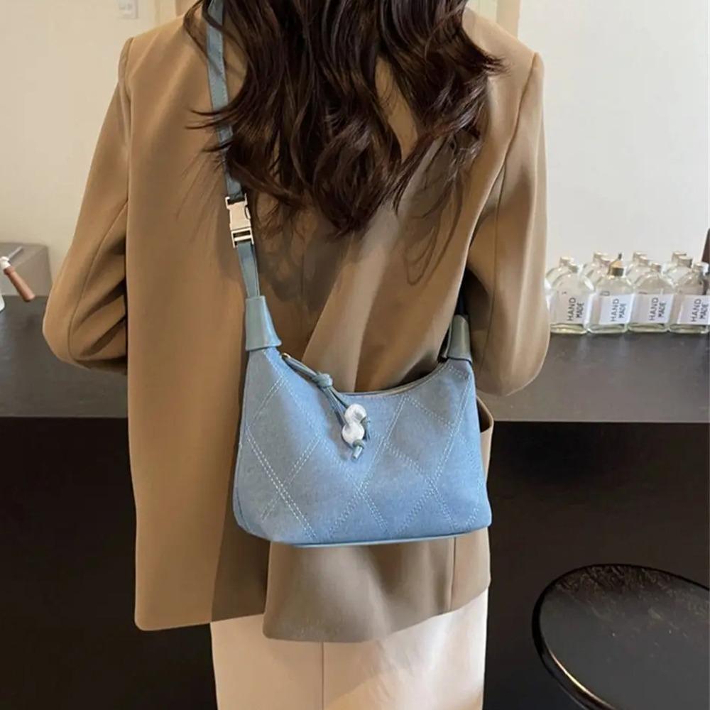 Rhombus Soft Denim Handbag Dual Use Commuting Crossbody Bag Casual Embroidered Shoulder Bag Travel світло-синій колір
Rhombus Soft Denim Handbag Dual Use Commuting Crossbody Bag Casual Embroidered Shoulder Bag Travel світло-синій колір