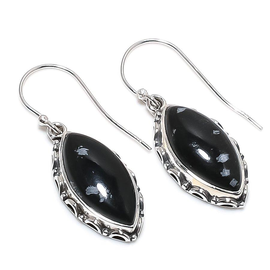 Natural Snowflake Obsidian Gemstone 925 Solid Sterling Silver Earring 1.50 B8Z37
Natural Snowflake Obsidian Gemstone 925 Solid Sterling Silver Earring 1.50 B8Z37