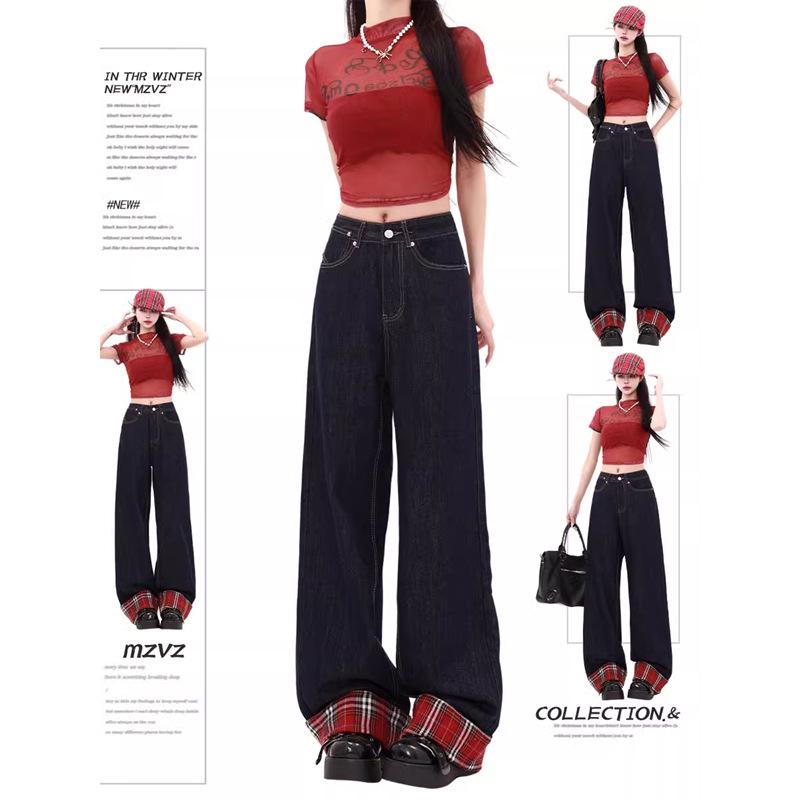 Korean Retro Plaid High-Waist Wide-Leg Jeans for Women - Autumn Plus Size Slimming Loose Fit XL
Korean Retro Plaid High-Waist Wide-Leg Jeans for Women - Autumn Plus Size Slimming Loose Fit XL