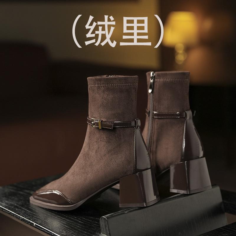 Ankola red cashmere splicing square head short boots women s thick heel high heel thin boots versatile Martin boots autumn 39
Ankola red cashmere splicing square head short boots women s thick heel high heel thin boots versatile Martin boots autumn 39