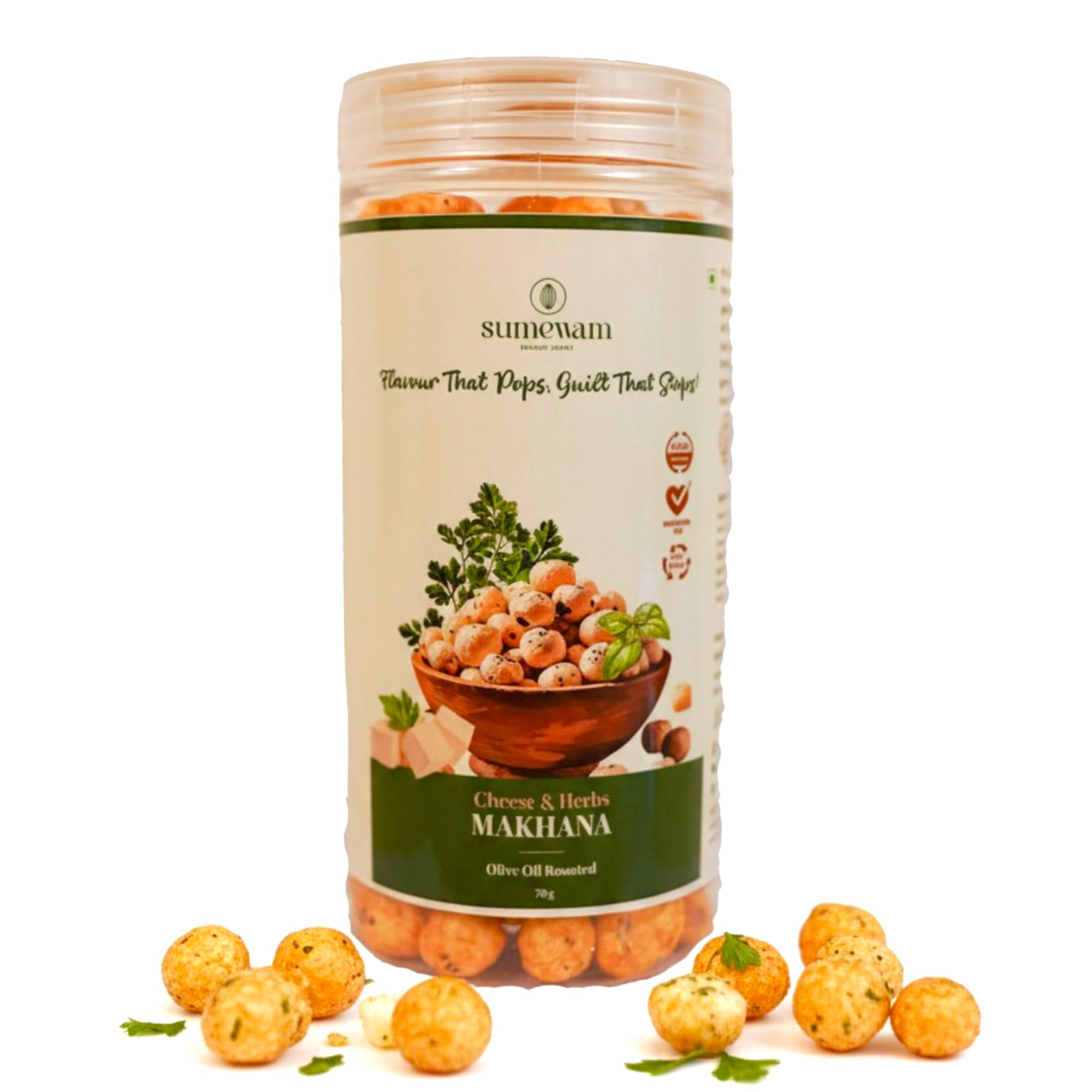 SUMEWAM Cheese & Herbs Makhana (70g) | Cheesy Savoury Foxnuts with Italian-Style Herb Seasoning | High Protein, Low-Calorie Crunch | Healthy Indu
SUMEWAM Cheese & Herbs Makhana (70g) | Cheesy Savoury Foxnuts with Italian-Style Herb Seasoning | High Protein, Low-Calorie Crunch | Healthy Indu