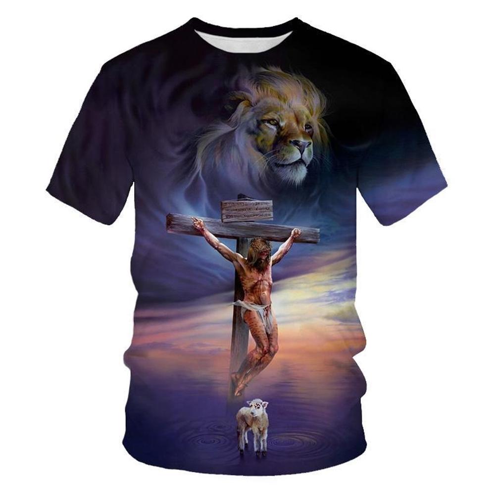 Summer fashion creative design cross lion 3D printing personalized Christian art T-shirt 6XL
Summer fashion creative design cross lion 3D printing personalized Christian art T-shirt 6XL