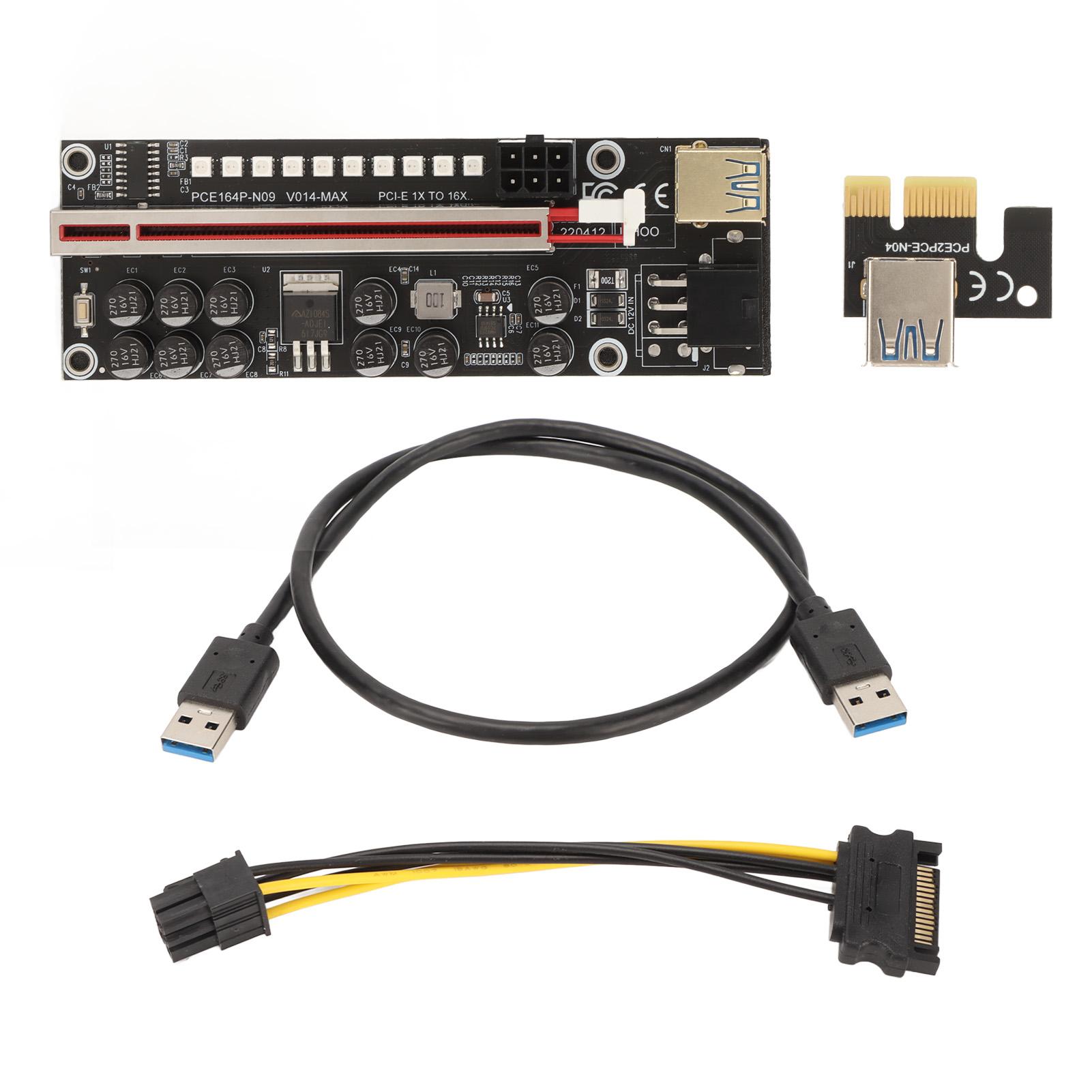 Адаптер-райзер PCIE з живленням 6-pin Сумісний 1X 4X 8X 16X Інтерфейс PCIE Plug and Play USB чорний
Адаптер-райзер PCIE з живленням 6-pin Сумісний 1X 4X 8X 16X Інтерфейс PCIE Plug and Play USB чорний