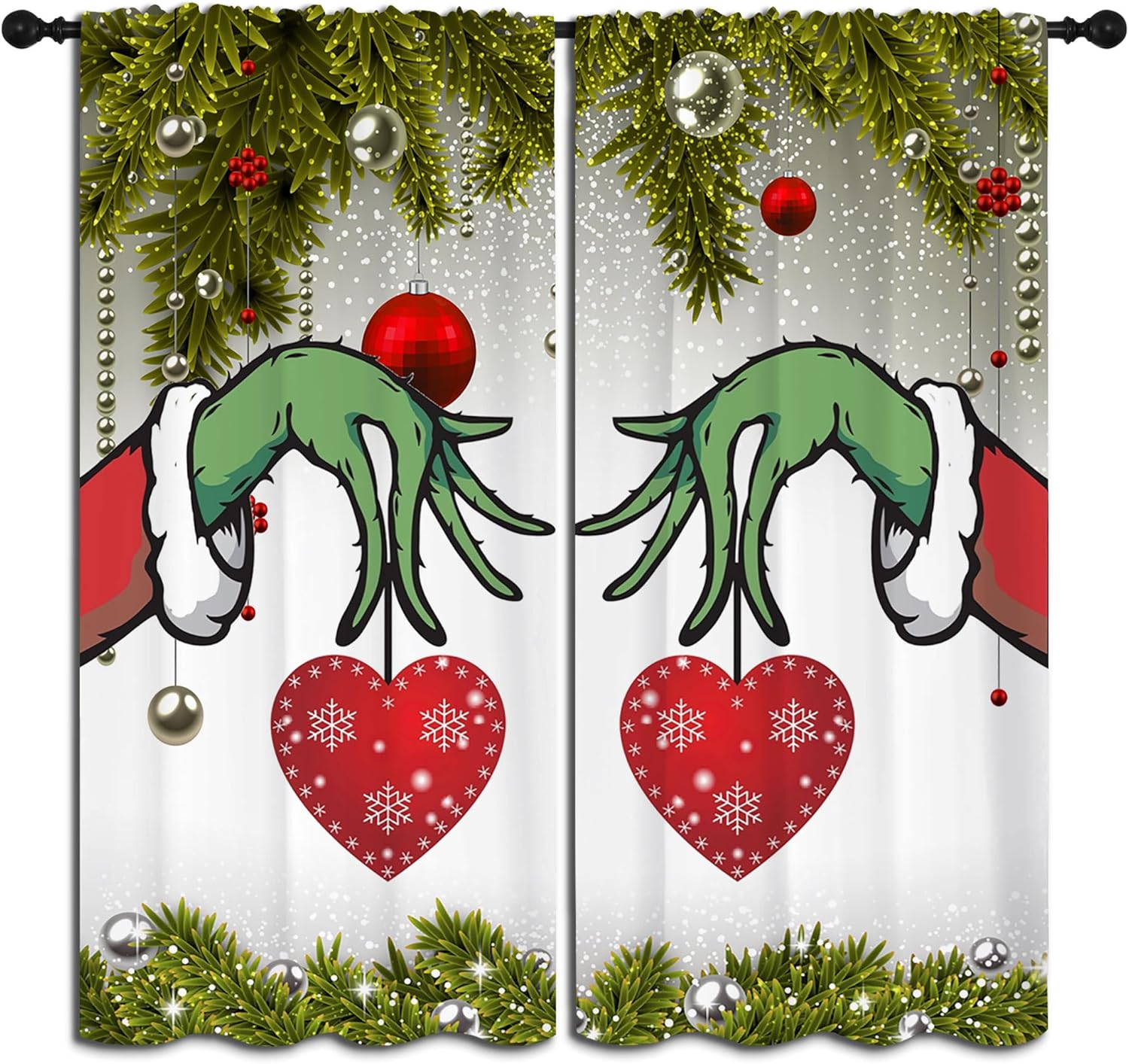 Classic Christmas Curtains Boy Girl Bedroom Xmas Traditional Winter Fir Twigs Al Red Balls Energy Curtain With Rod Pocket Room Darkening Polyester W100*H130(CM)-Rod Pocket&2PCS
Classic Christmas Curtains Boy Girl Bedroom Xmas Traditional Winter Fir Twigs Al Red Balls Energy Curtain With Rod Pocket Room Darkening Polyester W100*H130(CM)-Rod Pocket&2PCS