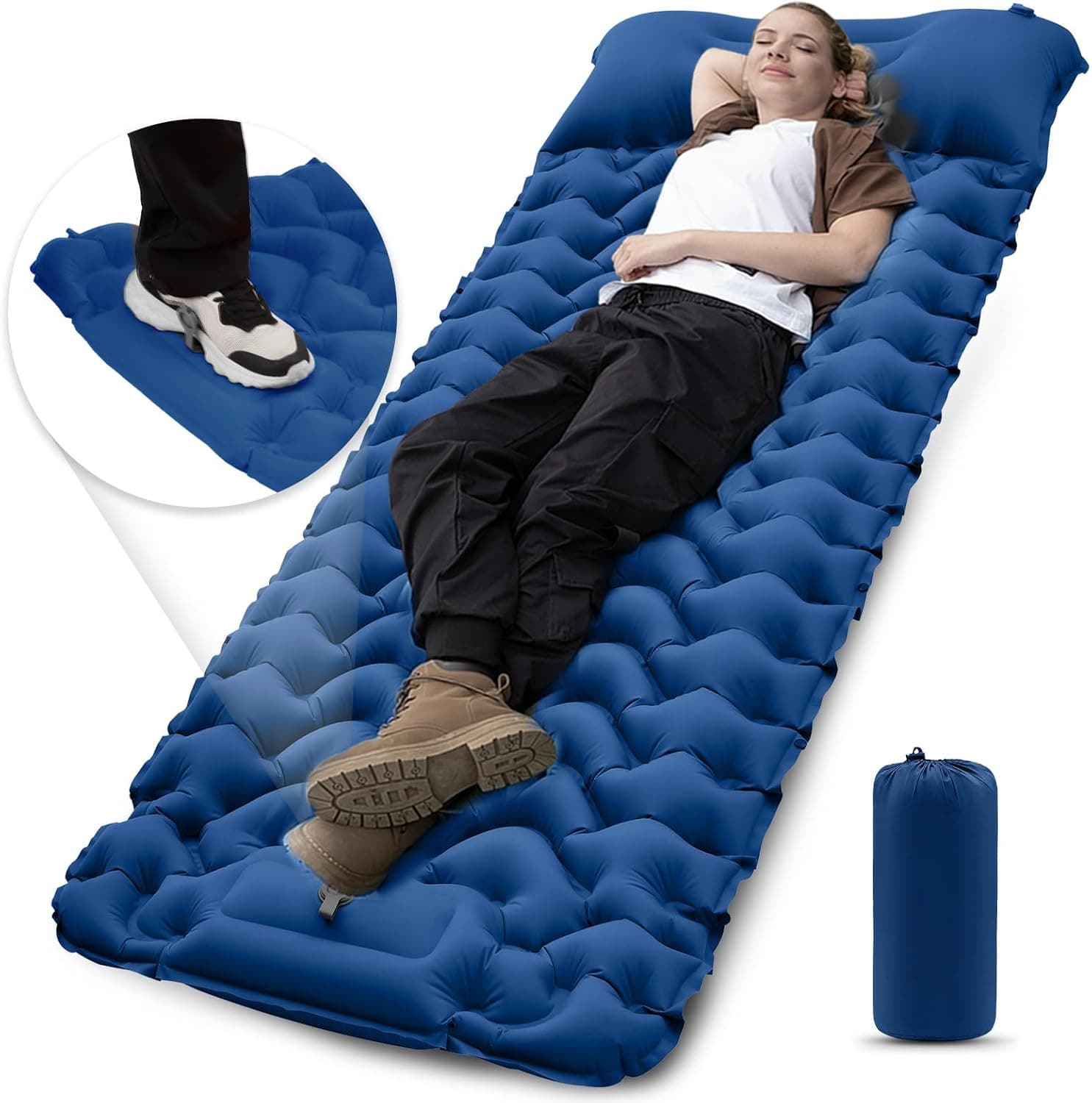 Camping Sleeping Pad, Ultralight Camping Mat With Pillow Built-In Foot Pump Inflatable Sleeping Pads Compact For Camping Backpac синій
Camping Sleeping Pad, Ultralight Camping Mat With Pillow Built-In Foot Pump Inflatable Sleeping Pads Compact For Camping Backpac синій