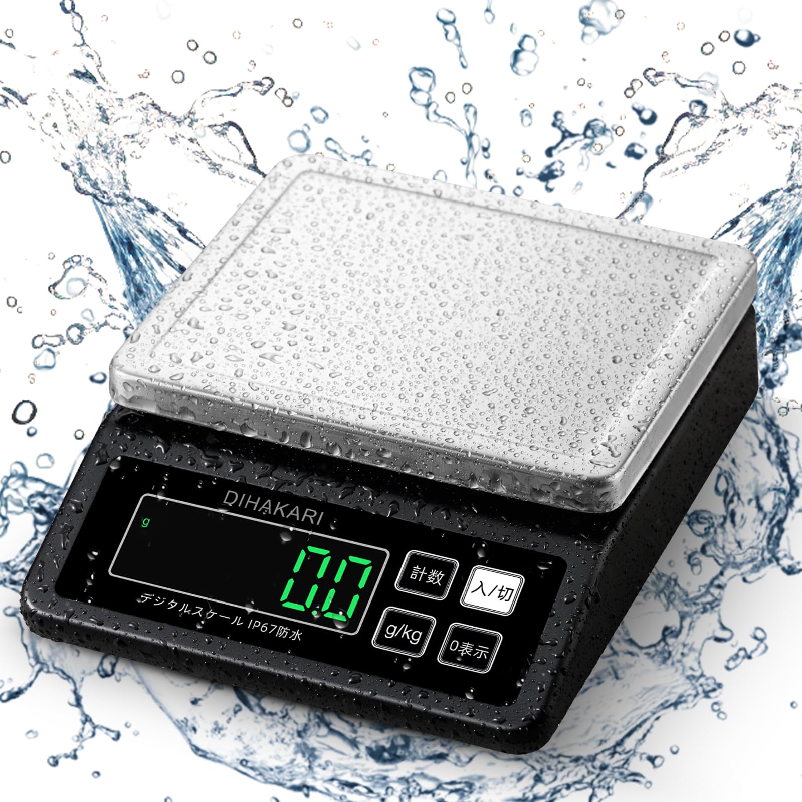 DIHAKARI Моющийся Кухонный IP67 Полностью 5кг Цифровой 304 Нержавеющая Сталь Измерительный Для Готовки Черный (Ди Скале) Весы, Водонепроницаемые, Моющиеся, Шаг 0,1 г, чёрный