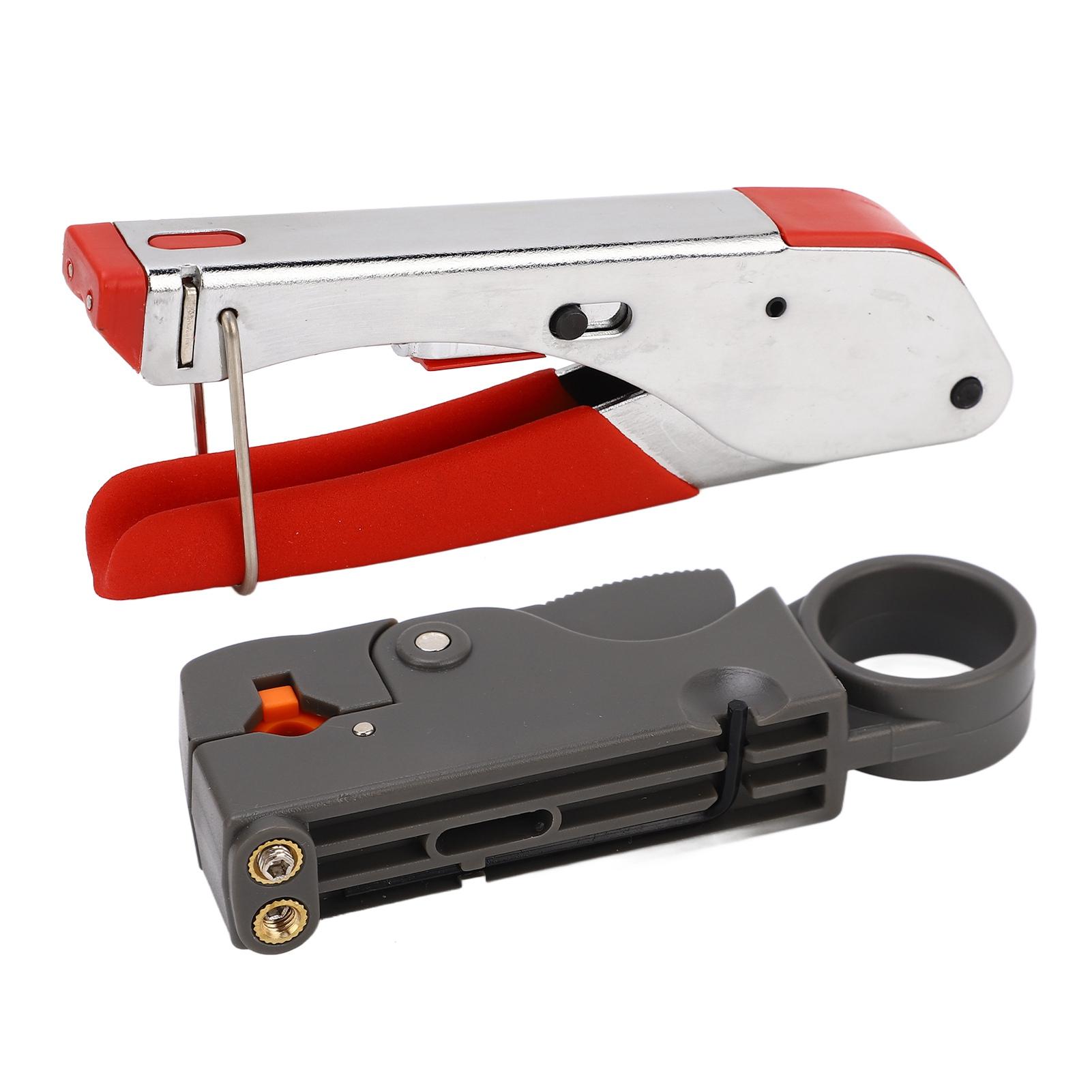 Набор для обжима коаксиального кабеля со стриппером и 20 шт. F-коннекторов, регулируемый инструмент для обжима проволочного троса
Набор для обжима коаксиального кабеля со стриппером и 20 шт. F-коннекторов, регулируемый инструмент для обжима проволочного троса