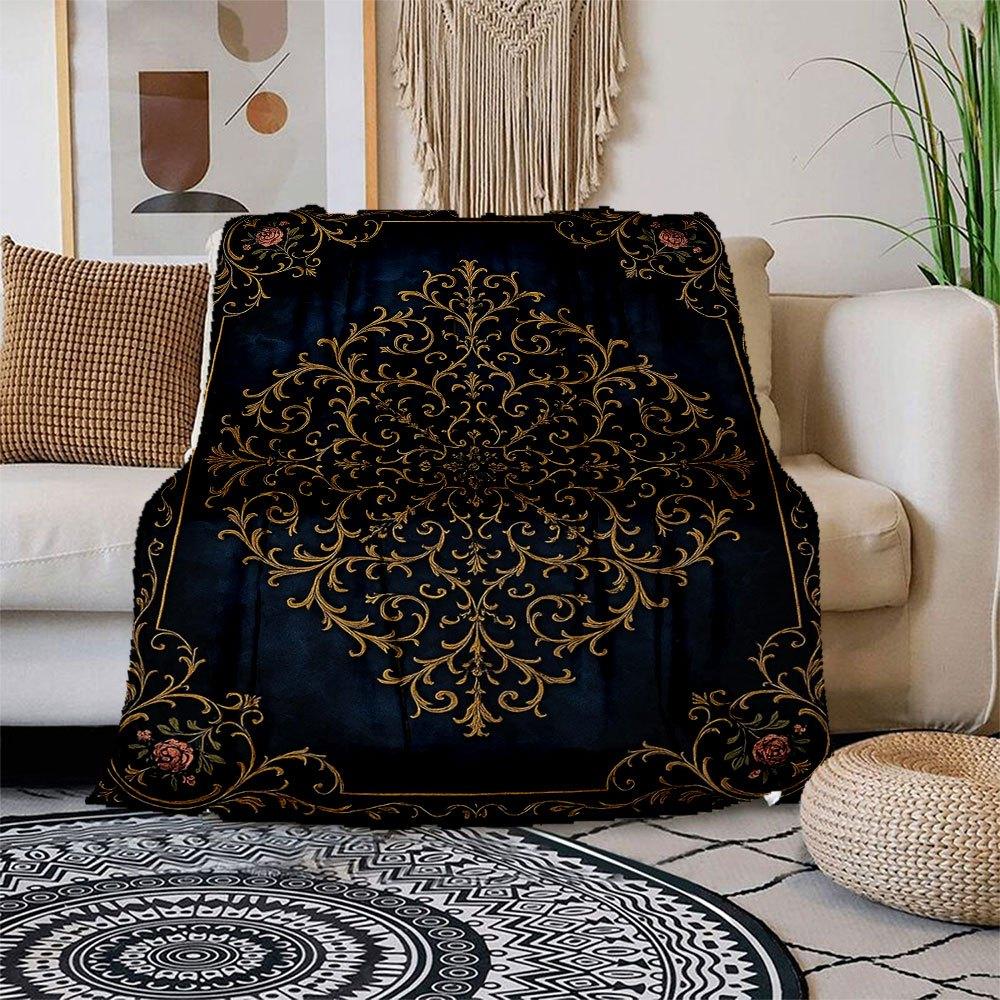 Golden Filigree Design Rug - Luxury Decorative Carpet Blanket Flannel Throw Blanket for Sofa, Bed, Travel, Camping, Office, Couch, Chair, A 150x180cm
Golden Filigree Design Rug - Luxury Decorative Carpet Blanket Flannel Throw Blanket for Sofa, Bed, Travel, Camping, Office, Couch, Chair, A 150x180cm