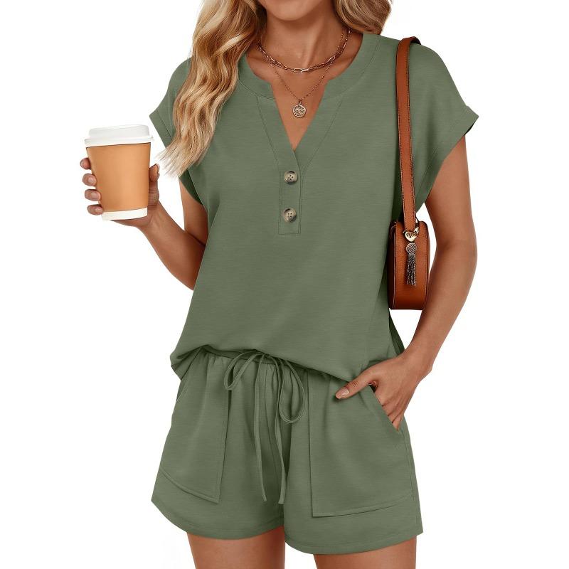 Women s Summer 2 Piece Outfit Notch Neck Button Detail Batwing Sleeve Top Drawstring Waist Pocket Shorts Set S оливковое drab
Women s Summer 2 Piece Outfit Notch Neck Button Detail Batwing Sleeve Top Drawstring Waist Pocket Shorts Set S оливковое drab
