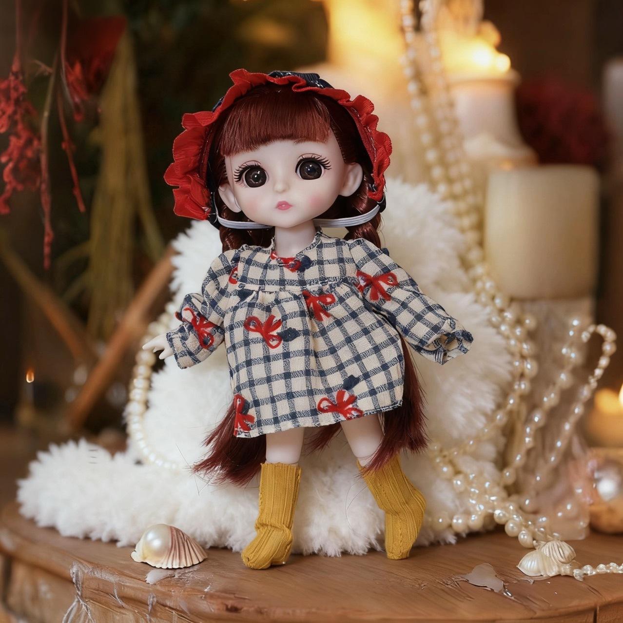 New 17Cm Bjd Mini Doll Movable Joint Girl Princess Toy 3D Big Eye Beautiful Diy Toy Doll With Clothes Dress Up 1/12 Fashion Doll Doll and clothes
New 17Cm Bjd Mini Doll Movable Joint Girl Princess Toy 3D Big Eye Beautiful Diy Toy Doll With Clothes Dress Up 1/12 Fashion Doll Doll and clothes