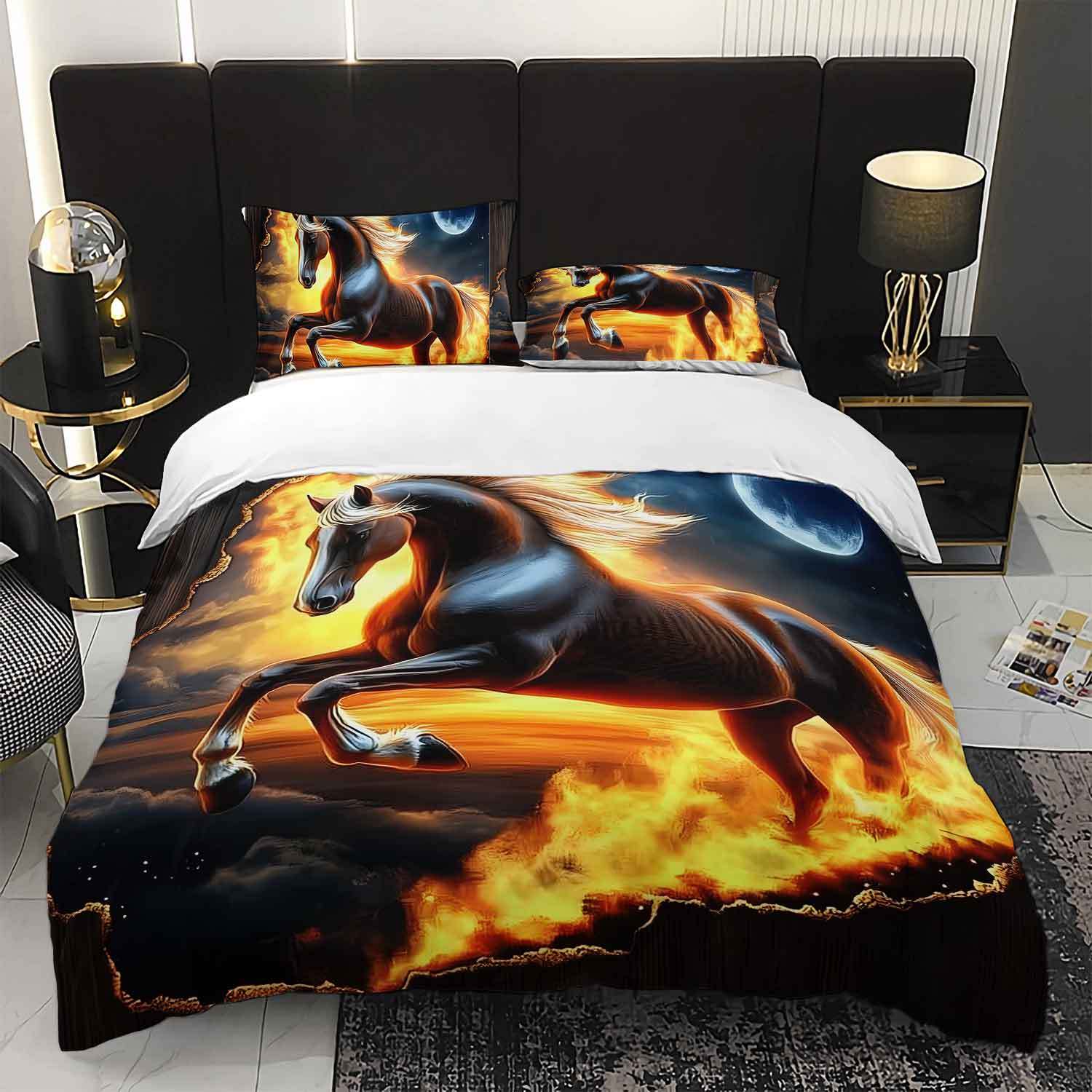 3pcs Fiery Horse Bedding Duvet Cover Set Horse Bedding Quilt Set Luxury Horse Themed Bed Quilt Set Flaming Horse Bedroom Decor (135x200cm)
3pcs Fiery Horse Bedding Duvet Cover Set Horse Bedding Quilt Set Luxury Horse Themed Bed Quilt Set Flaming Horse Bedroom Decor (135x200cm)