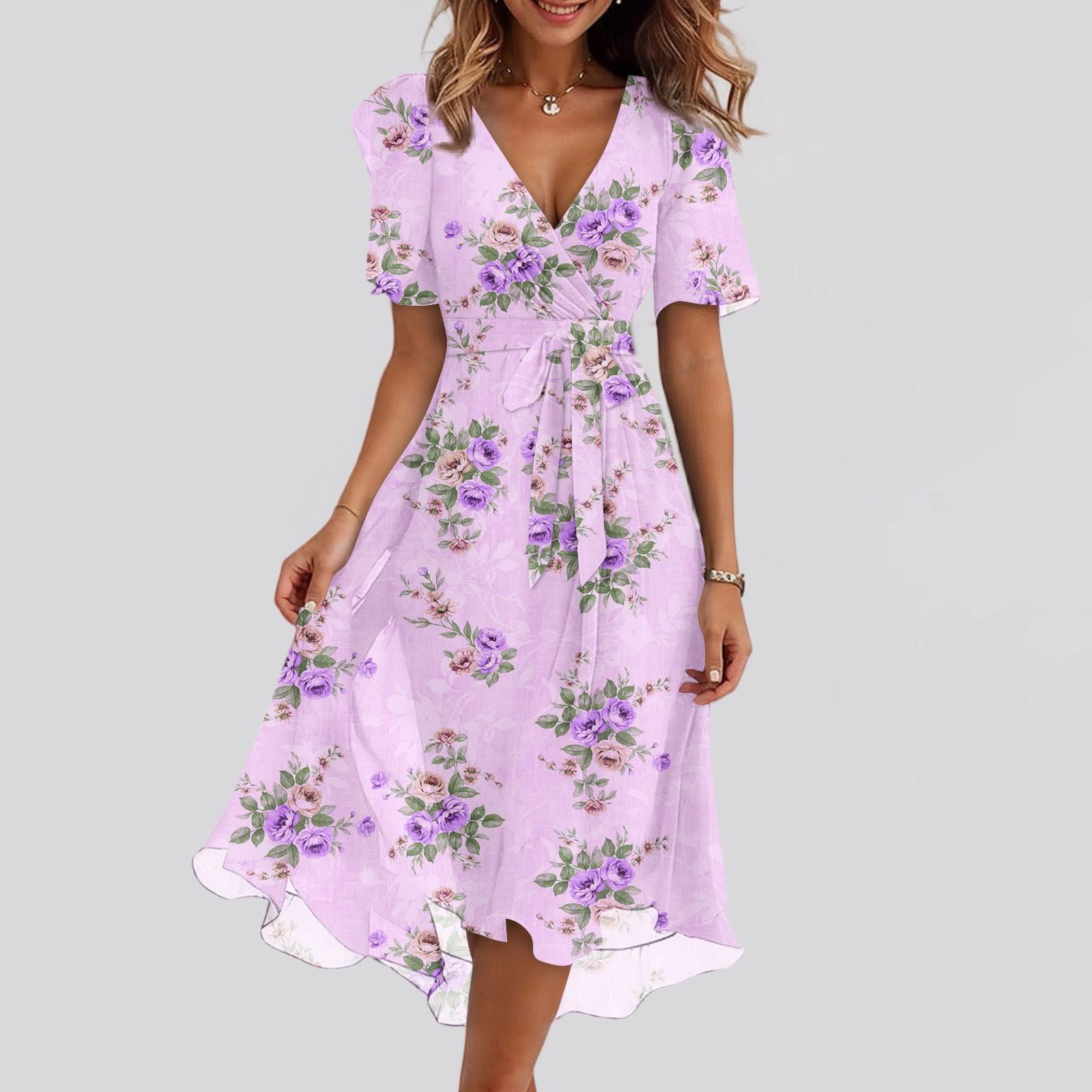 Женские модные повседневные платья с V-образным вырезом, короткими рукавами и оборками, винтажным принтом XXL розовый
Женские модные повседневные платья с V-образным вырезом, короткими рукавами и оборками, винтажным принтом XXL розовый